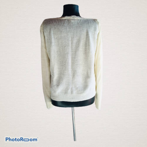 Vintage Cream Cable Knit Jersey Size L