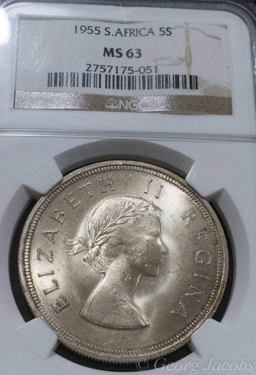 1955 Five Shillings Brilliant Unc NGC MS63 Start @ R1 !!!