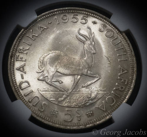 1955 Five Shillings Brilliant Unc NGC MS63 Start @ R1 !!!
