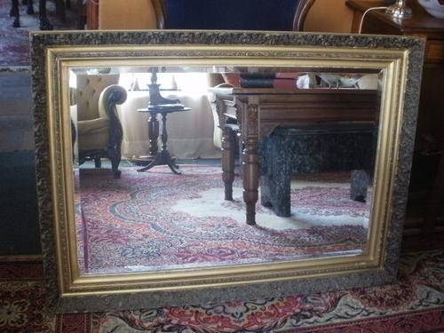 LARGE FRAMED BEVELED MIRROR