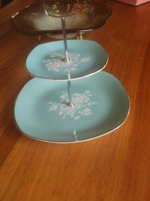 MIDWINTER " FASHION SHAPE" TWO CAKE STAND