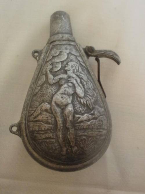 PEWTER GUN POWDER FLASK