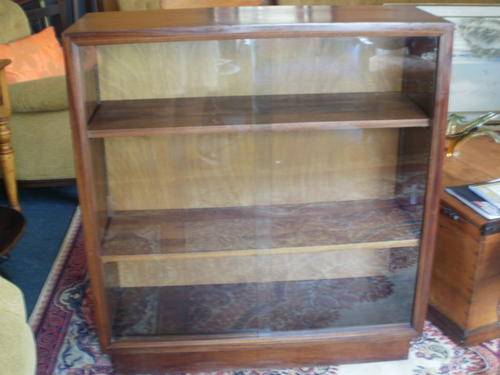 MAHOGONY BOOK SHELVE WITH GLASS SLIDING DOOR'S