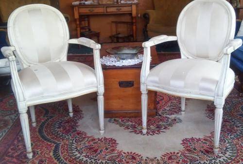 TWO WHITE FRENCH STYLE CHAIR'S