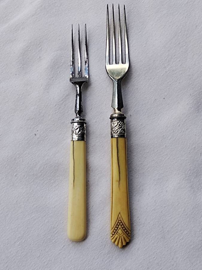 Two Fruit bone handle forks