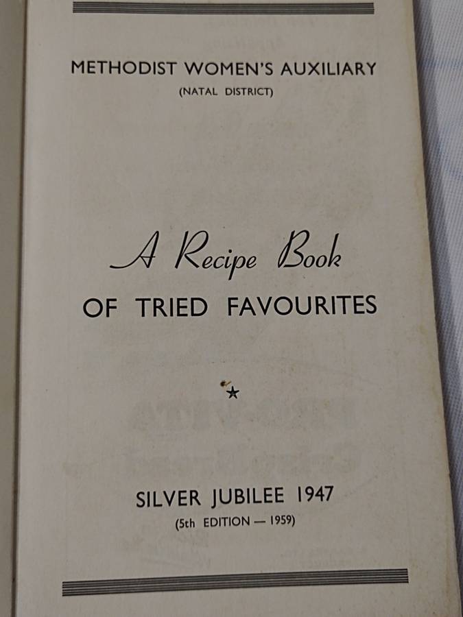 Book: Silver Jubilee recipe book. Re Issued 1959