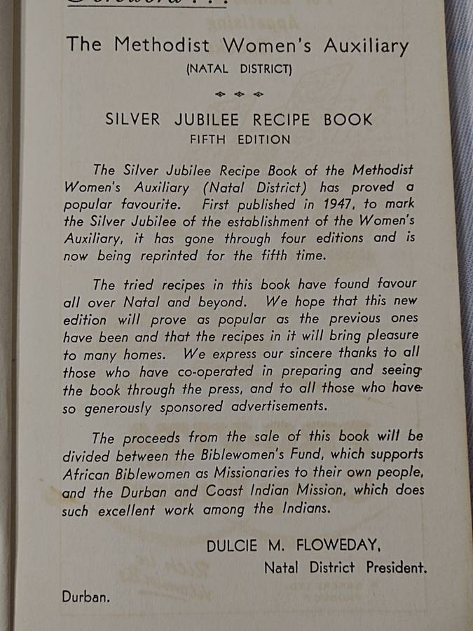 Book: Silver Jubilee recipe book. Re Issued 1959