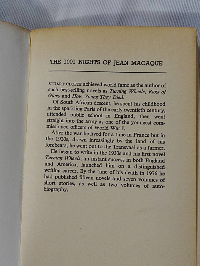 Book: Stuart Cloete: The 1001 Nights of Jean Macaque