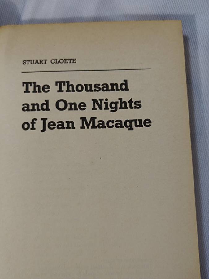 Book: Stuart Cloete: The 1001 Nights of Jean Macaque