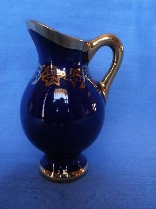 LIMOGES MINIATURE VASE = ROYAL BLUE & GOLD