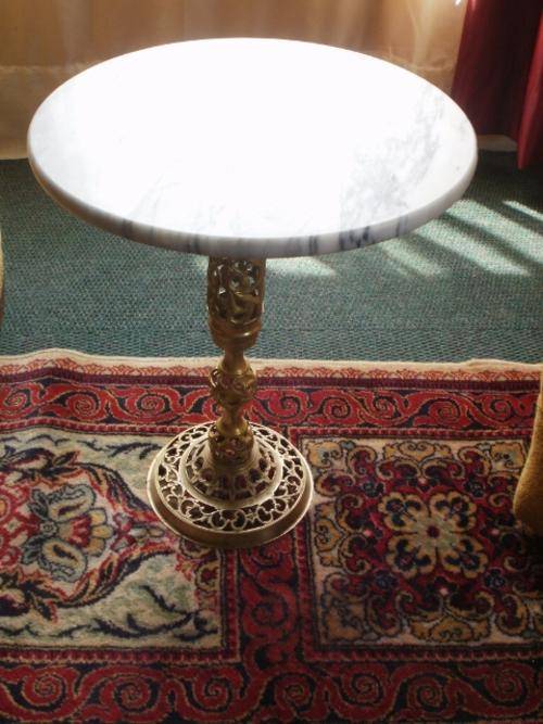 BRASS AND MARBLE SIDE TABLE