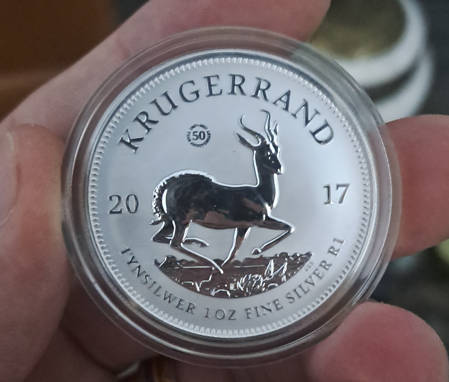 2017 1oz Fine Silver Krugerrand Premium Unc  50th Anniversary