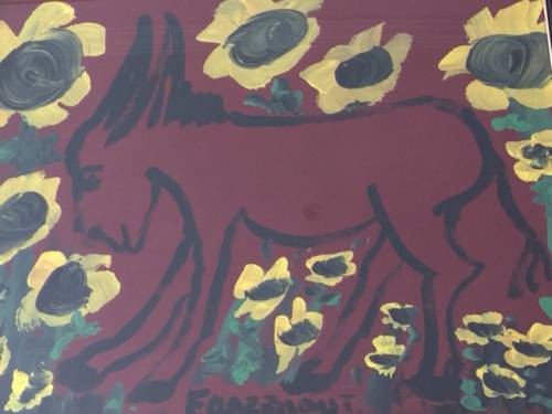 Frans Claerhout `Red Donkey Amongst Sun Flowers`