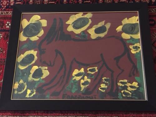 Frans Claerhout `Red Donkey Amongst Sun Flowers`