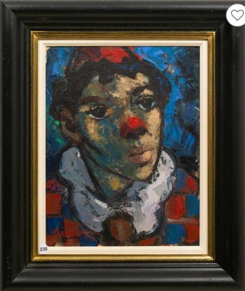 Hennie Niemann `Oil Painting `Surprised Clown`