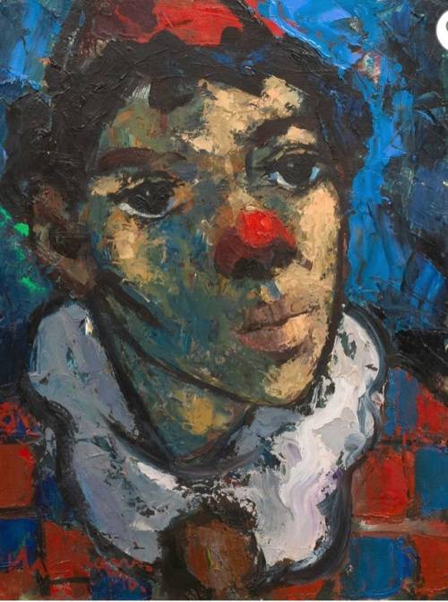 Hennie Niemann `Oil Painting `Surprised Clown`