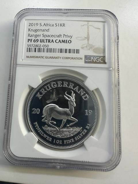 2019 SILVER KRUGERRAND 1oz SPACECRAFT PRIVY NGC PF69 ULTRA CAMEO