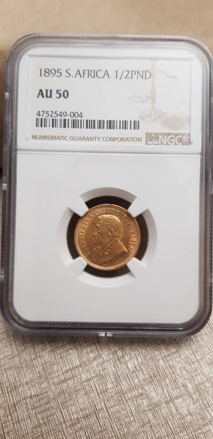 ###1895 NGC AU50 ZAR 1/2 Pond###Low start