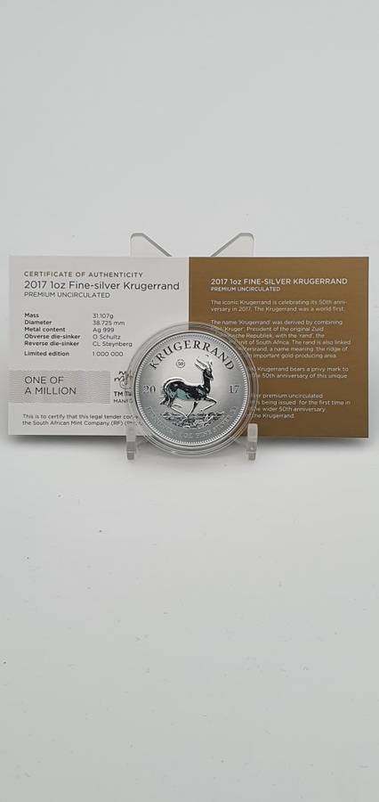 ###2017 Krugerrand 1 oz silver coins###Premium Uncirculated
