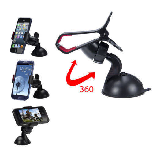 360° Universal Car Windshield Mount Stand Holder For iPhone Samsung GPS