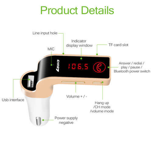 G7 Car Charger Wireless MP3 Music Player LCD Display Bluetooth Audio Receiver