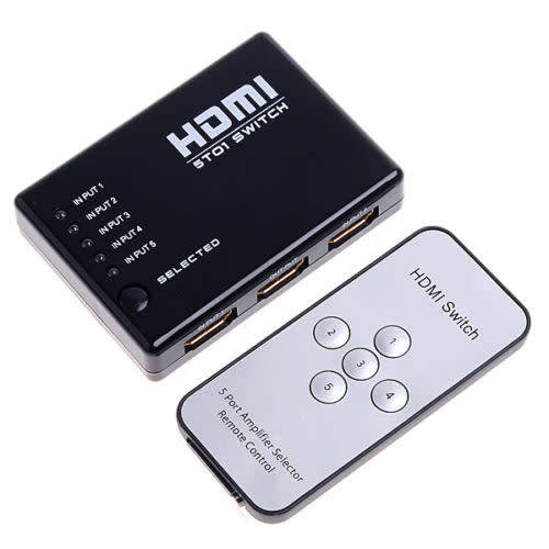 5 PORT HDMI Splitter Switch Selector Switcher Hub+Remote 1080p For HDTV PS3