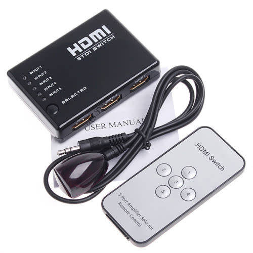 5 PORT HDMI Splitter Switch Selector Switcher Hub+Remote 1080p For HDTV PS3