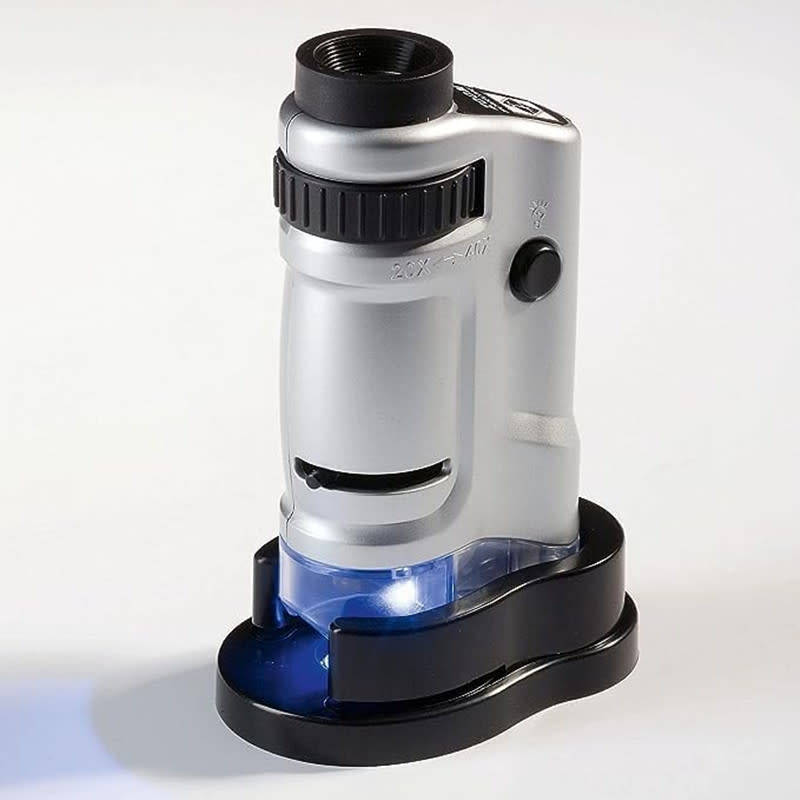 Handheld Magnifier Pocket Microscope Monocular Zoom HD Ticket Comes with LED Lighting Gift