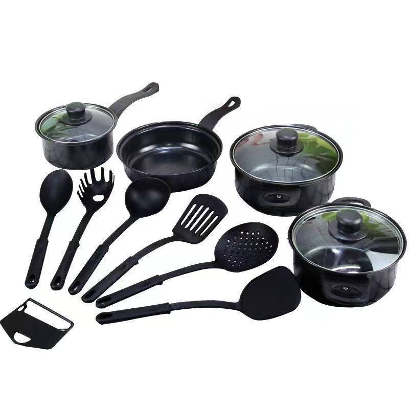 13Pcs Pan Set Non-Stick Frying Cooking Pots Cookware with Utensils for Kitchen