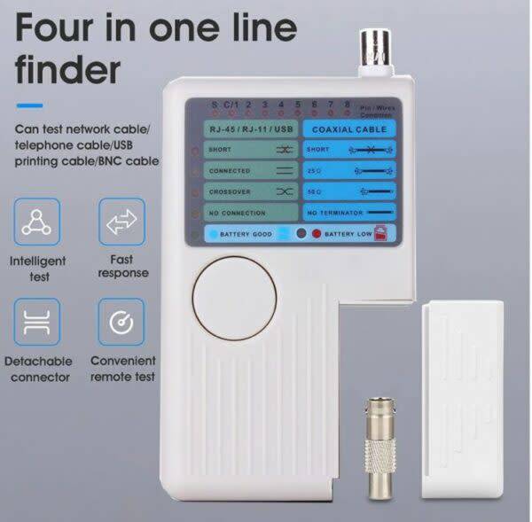 4-In-1 Remote Cable Tester For Rj11/Rj45/Usb/Bnc Cables