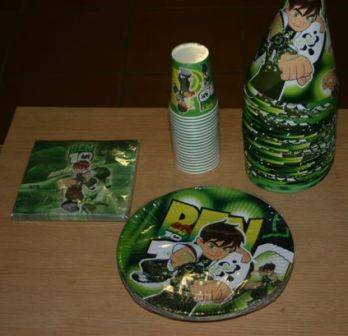Ben 10 Party Asseccories- Full set, plates, cups and serviettes! R1 no Reserve