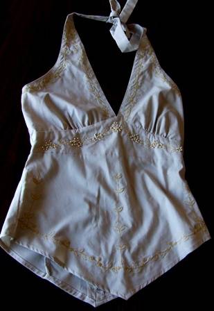 Halterneck detailed beidge 32, Medium - No Reserve
