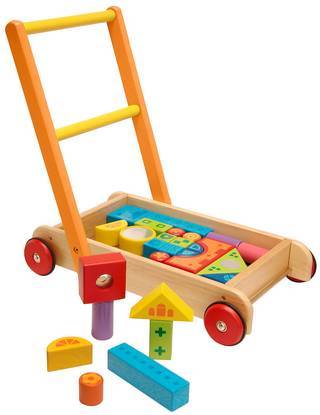 Large wooden baby walker / push cart colourful,  Lovely gift this will make!