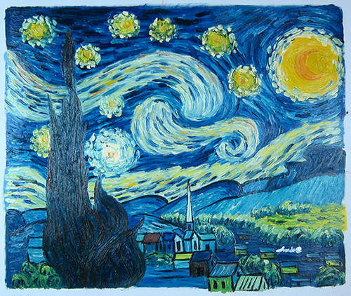 Hand-painted Stock Signed Oil Painting 24"x20" Van Gogh Starry Night VM05-11