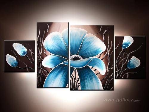 Hand-painted Oil Painting Large 130cmx70cm Modern Abstract Deco Art Blue Flower GF4084