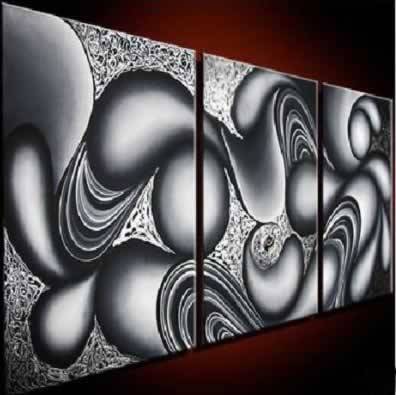 Hand-painted Canvas Oil Painting 150cmx60cm Modern White Black ABC097