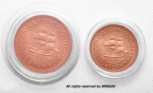 52 year old beauties!!! *** 1960 Half penny and penny *** sold together both in coin holders!