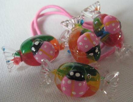 HAIR TIES **LIGHT PINK** FAUX LADYBIRD SWEETS