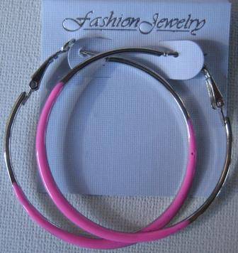 **FASHION JEWELRY PINK HOOP EARINGS**