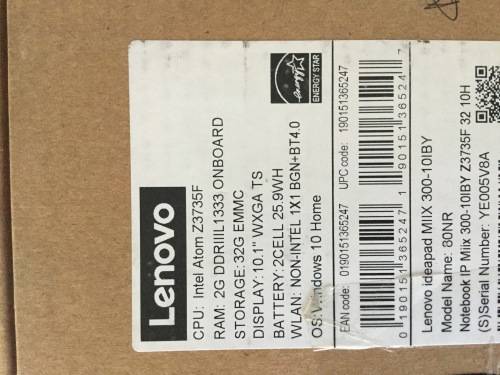 Brand New Store Demo, Lenovo Ideapad Miix 300-10IBY, 10.1" 2in1 Tablet-Laptop, Quad Core