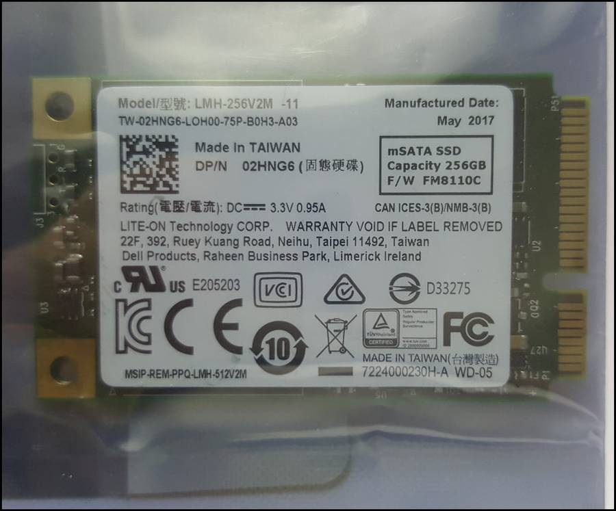 Dell OEM Lite-On 256GB mSATA SATA3 6GB/s SSD Solid State Drive | Brand New Sealed