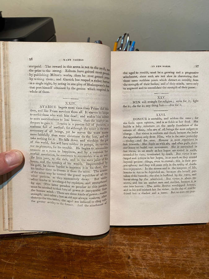 Lacon, or Many Things in Few Words. Vol`s 1 and 2 By Colton, Rev. C.C., A.M. 1823