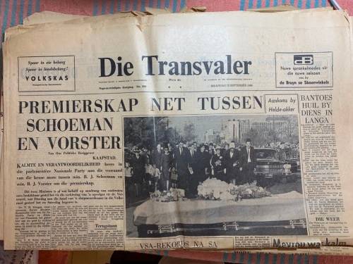 ORIGINAL HISTORIC NEWSPAPER POSTER + NEWSPAPERS : ASSASSINATION OF DR VERWOERD