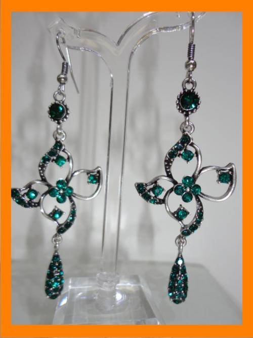 Emerald Rhinestone Dangle Earrings