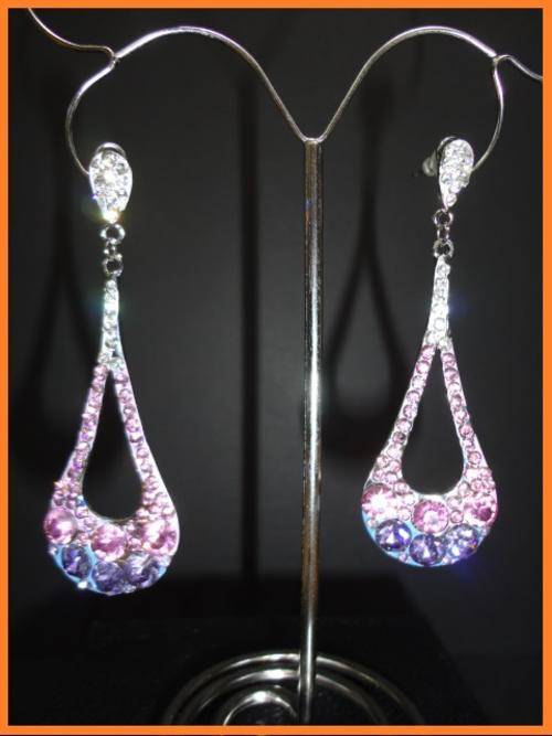 Dangle Purple Rhinestone Earrings