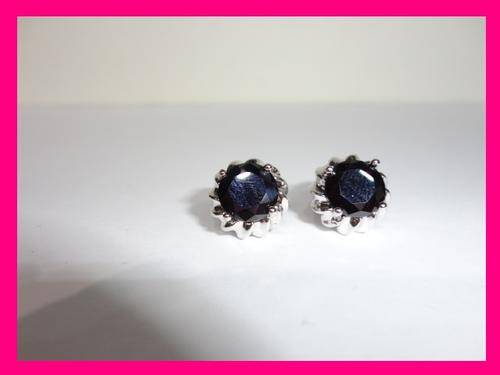 18k White Gold Plated Black Cubic Zirconia Earrings