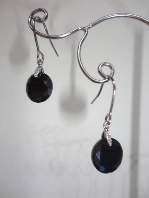 18k White Gold Filled Black C Z Earrings