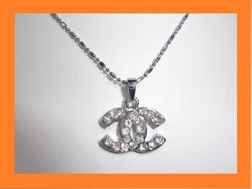 Silver Filled Engraved with Crystal Rhinestones Pendant Necklace