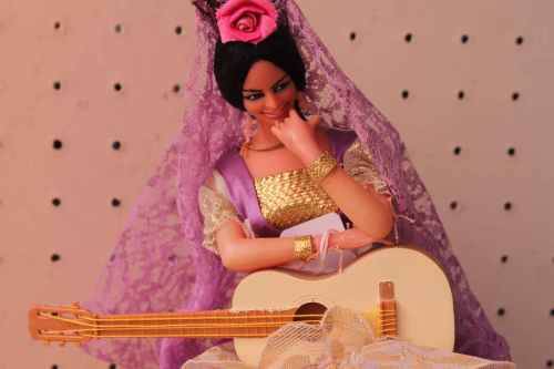 Vintage Spanish Marin Chiclana Flamenco Dancer with Guitar LARGE