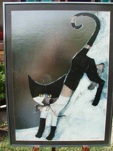 Cat with Mouse in Mouth Rosina Wachtmeister 1985 BUYER COLLECT